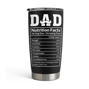 Sandjest Dad Nutrition Facts 20oz Tumbler, Stainless Steel Vacuum Insulated Portable Travel Thermal Cup, Husband Men Gift on Father's Day Christmas