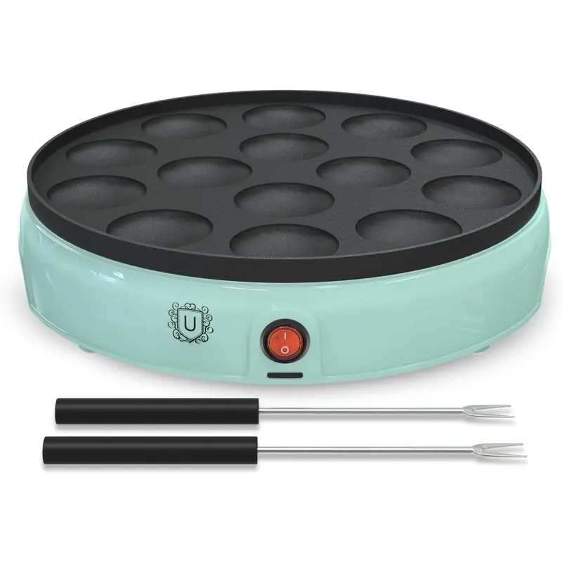 Mini Pancake Maker - 14-Hole Electric Poffertjes Pan - Non-Stick Dutch Mini Pancakes Griddle - Easy to Use, Easy to Clean -  for Breakfast, Desserts, Snacks & More
