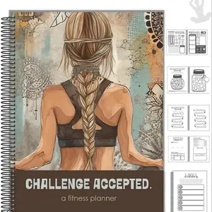 Challenge Accepted Fitness Planner – 90 Day Workout & Meal Tracker, Wellness and Gratitude Journal, Daily Exercise Log, Goal Planner for Health, Self-Care & Mindfulness, To Best Self (Gold)