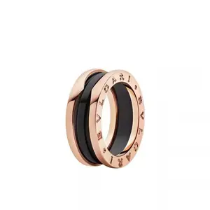 Pre-owned Bvlgari B.zero1 Ring Two Band Rose Gold & Black Ceramic/White Ceremic