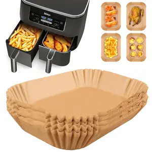 50pcs Air Fryer Liner, Non Stick Rectangular Disposable Air Fryer Parchment Paper, Baking Utensils, Bakeware, Home Baking Supplies, Kitchen Accessories, Kitchen Cooking Gadgets, Kitchen Gadgets, Baking Supplies Kit