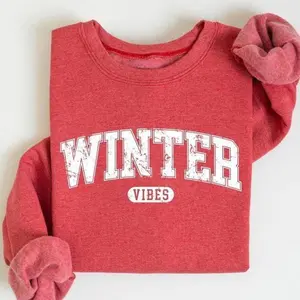 Winter Vibes sweatshirt, ideal for a comfortable seasonal style; women’s Merry Christmas T-shirt; holiday sweater—perfect warm and cheerful gift idea
