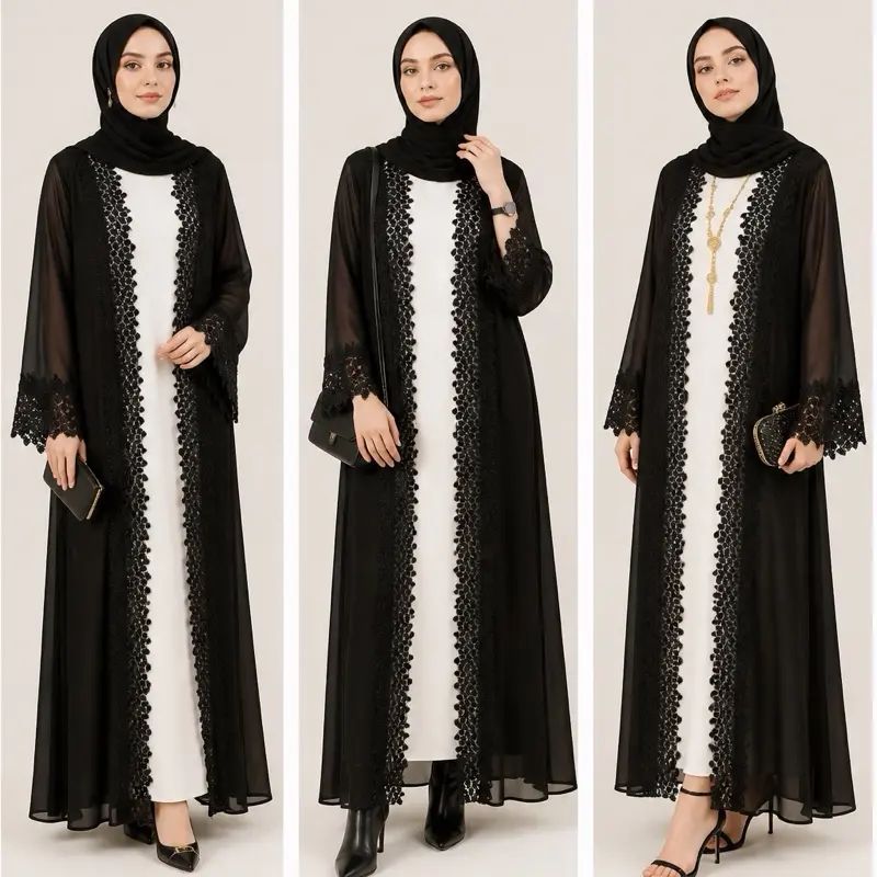 3pcs transparent abaya