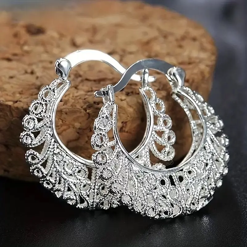 S925 Nice Earring Arracada Hoop in Fine Silver Hoop Jewelry Bridalearring