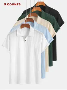 Men's Solid Short Sleeve Polo Shirt, Regular Fit Casual Fashion Comfy Knitting Top for Summer, Men's Clothes for Daily Wear