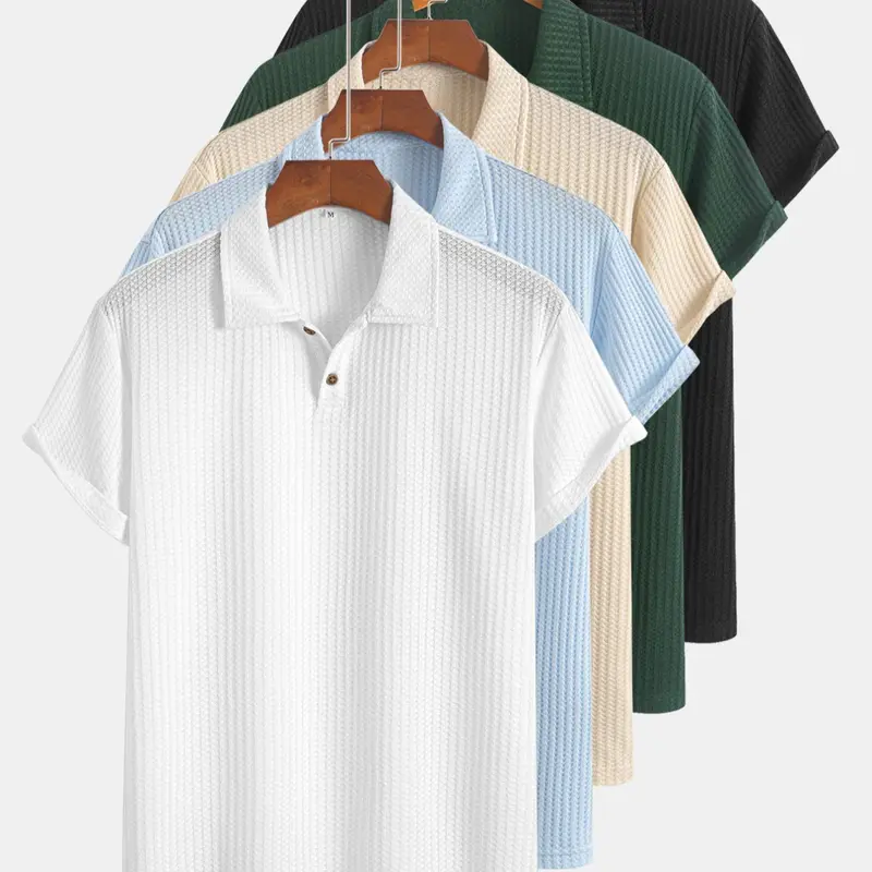 Men's Solid Plain Short Sleeve Polo Shirt, Regular Fit Casual Polo Shirts Fashion Comfy Knitting Top for Summer, Men's Clothes for Daily Wear, Menswear