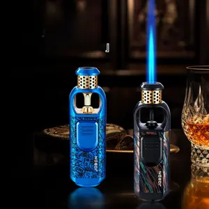 High-End Torch Type Gas Lighter, Metal Refillable Lighters, Portable And Windproof, Creative Ornaments, Makes For Cool Holiday Gifts, Candle, Camping, Grill BBQ Fireplace (Butane Not Included)