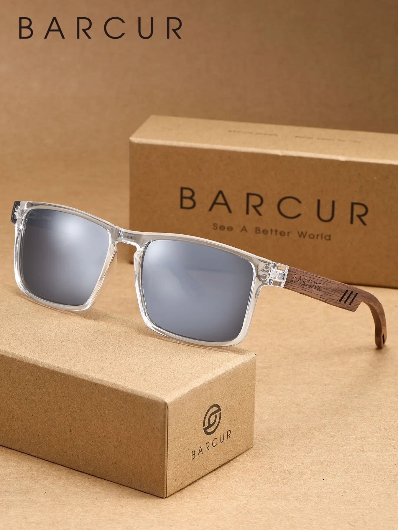 BARCUR Vacation Style Retro Modern Fashionable Stylish Shades Rectangular Polarized Sunglasses PC Frame TAC Lens Anti Blue Light Sun Windproof Mountain Climbing Photography Fishing Men's Sunglasses Glasses Suitable For Gift Giving