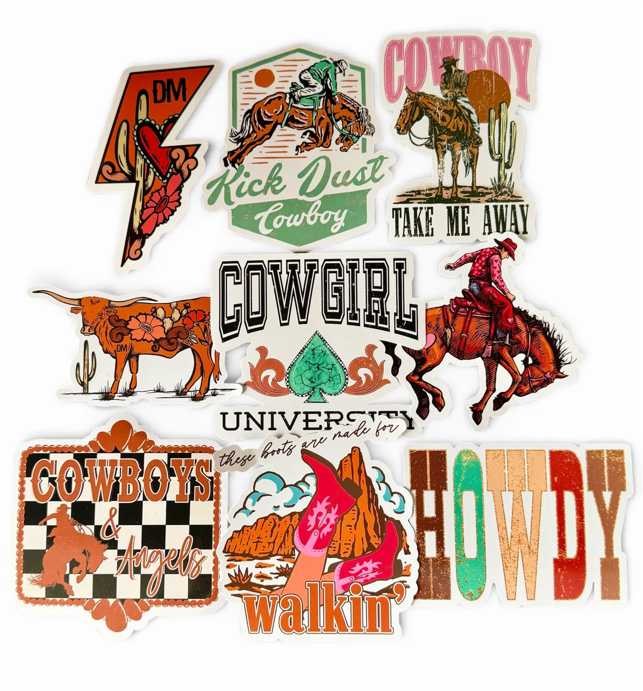 Western Design Stickers- Pack of 9 PCS Decor Decorative Vinyl Set