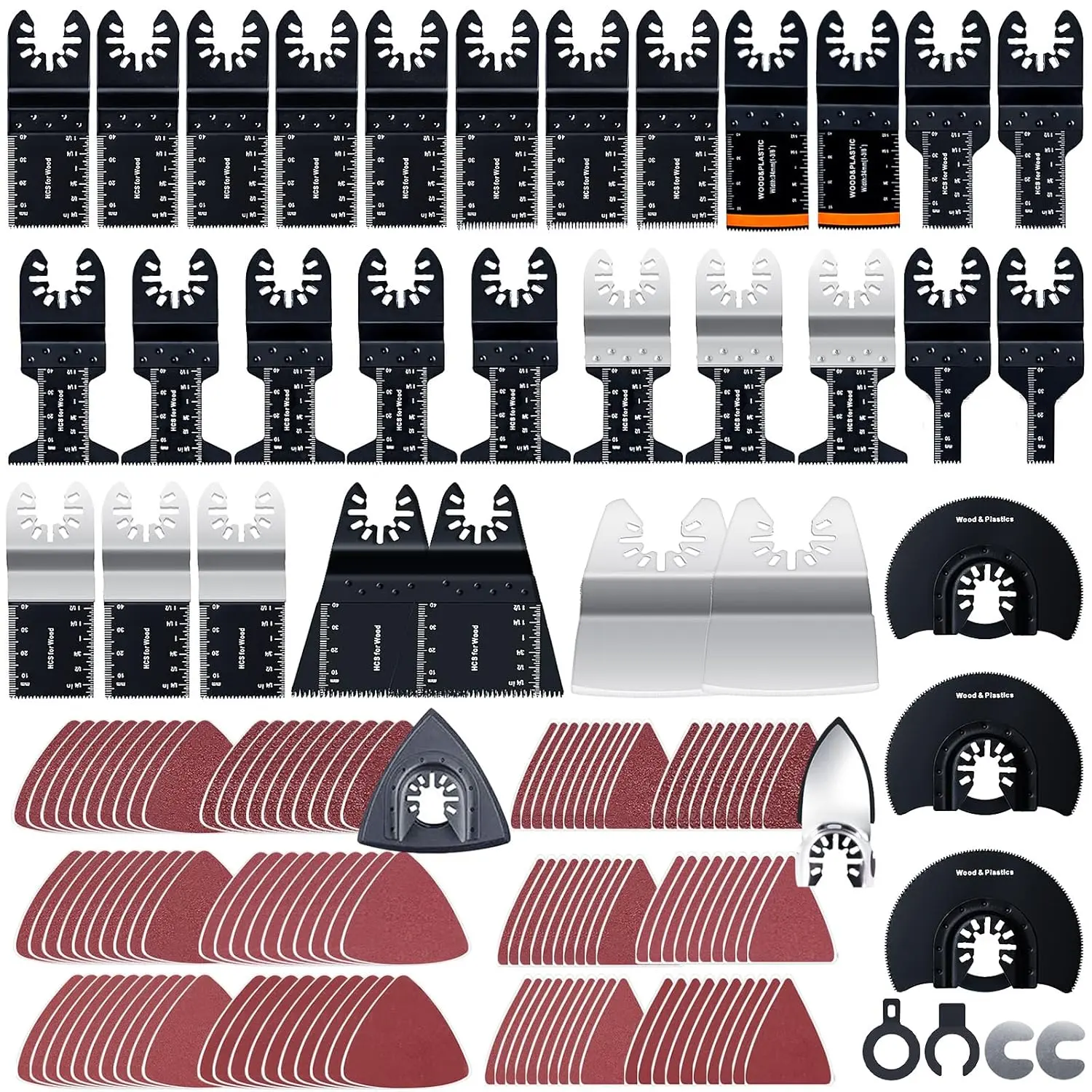 156 Metal Wood Oscillating Tool Blade, Titanium Oscillating Saw Blades with Sandpaper, Quick Release Multi Tool Blades Kits for Dewalt Ryobi Milwaukee Rockwell Fein Makita power tool saw blade tile marble