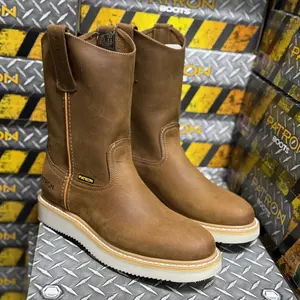 MENS WORK BOOTS COWHIDE SUELA RAYAS ROUND TOE BOTAS PARA TRABAJO PLANTILLA EN PIEL