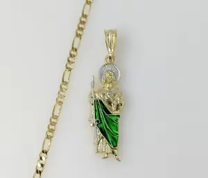 Plated Small Multicolor Saint Jude 3mm Figaro Chain Necklace