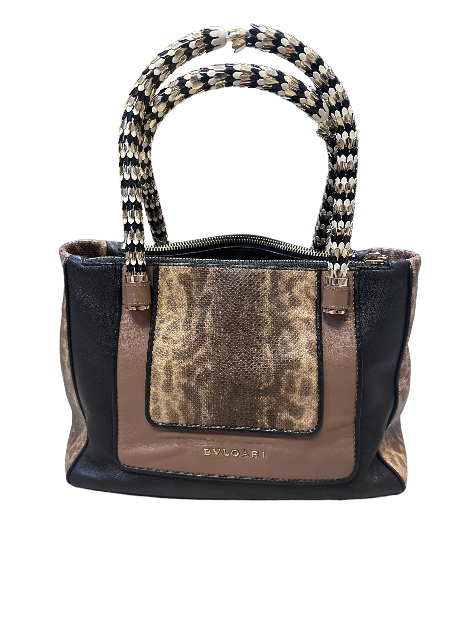 Pre-owned Bvlgari Leather Tote Bags Reptile 2 Way Tote Bag Serpenti