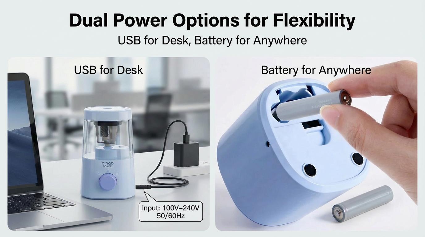 Automatic Pencil Sharpener, Portable & Compact for All Pencil Types - Perfect for Art, Office, School & Home Use (Blue/Pink) Automatic Pencil Sharpener, Portable & Compact for All Pencil Types - Perfect for Art, Office, School & Home Use (Blue/Pink)