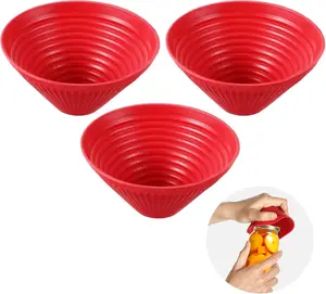 3 Pack Rubber Jar Opener, 3.7 Inch Round Silicone Jar Opener Gripper for Seniors with Arthritis Weak Hands, Non Slip Jars Lid Openers Kitchen Lid Cap Gripper Pads Multi-function Coasters