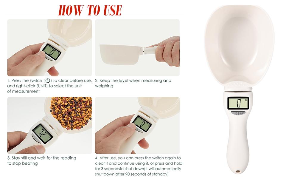 Digital Food Measuring Scoop Scale Electronic Kitchen Measuring Spoon Scale for Cooking Baking - Smart Adjustable Measure Cup for Home Cooks Bakers Chefs Pet Owners`