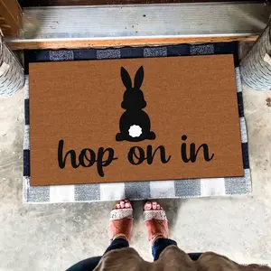 Hop On In Easter Welcome Doormat, Hop On In Doormat, Easter Decor, Easter Doormat, Welcome Mat, Easter Front Doormat, Cute Bunny Doormat