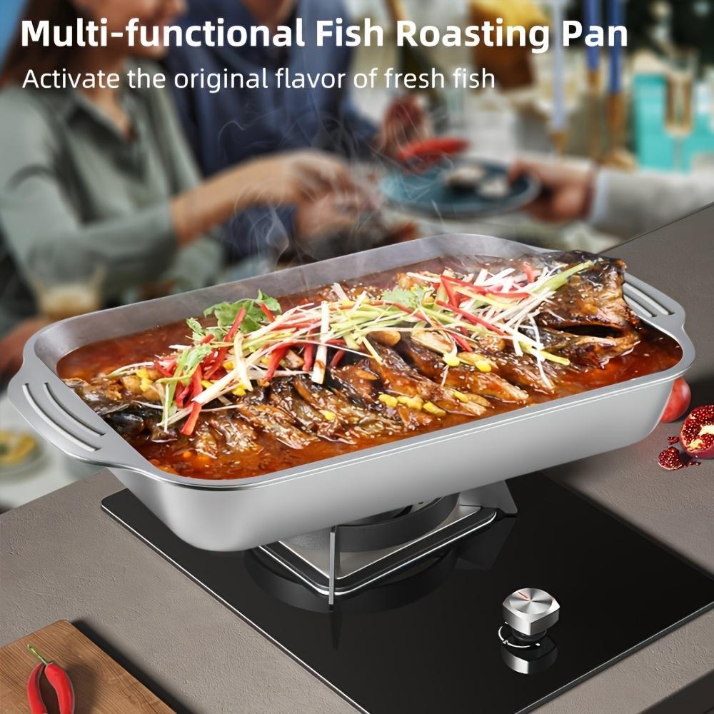 Stainless Steel Bakeware Set (2/4 Pcs), 16x10x3in Extra Large Anti-Stick Thick-Bottomed Deep Long Rectangular Baking Sheets with Lids, Oven-Safe for Desserts, Ideal for Buffet Serving, Mother's Day Gift
