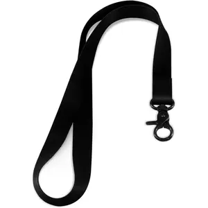 Long Key ID Badge Lanyard for Women and Men, Cute Cool Strap for Car Keys Card Holder Whistle Keychain Wallet (Pure Black)