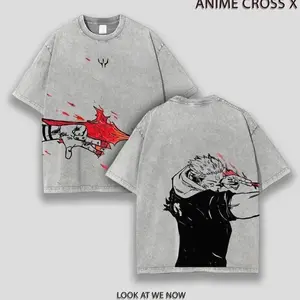 Ryomen Sukuna x Jujutsu Kaisen Ver 4 Anime Double Printed Washed T-Shirt Unisex Mineral Hoodie Anime Manga Washed Heavy Cotton T-shirt, Gift For Anime Fan VFZ