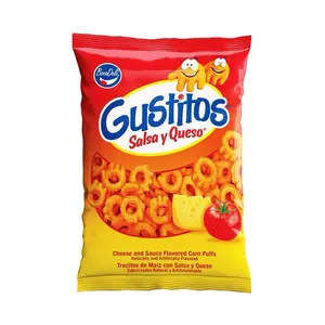Gustitos Salsa y Queso ( Cheese and Sauce Corn Puffs Artificially Flavored) 3.3 oz (93 g) By BocaDeli Snack Crispy