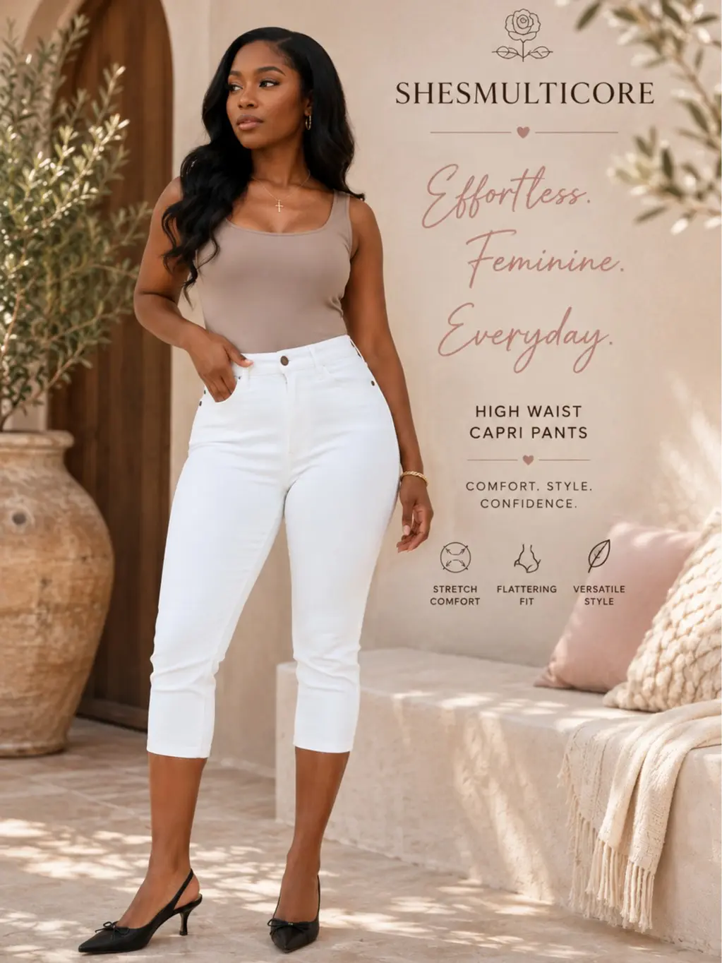 SHESMULTICORE | Judy Blue High Waist Extended Waistband Capri Pants with Spade Pockets – White