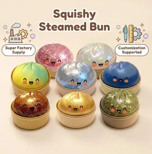 2026 New Glitter "Dumpling" Stress-Relief Squeeze Toy (Random Style, Includes Steamer Box) — A soft, sensory stress-relief toy designed to help adults alleviate stress and anxiety; suitable for use at home, in the office, or at parties.