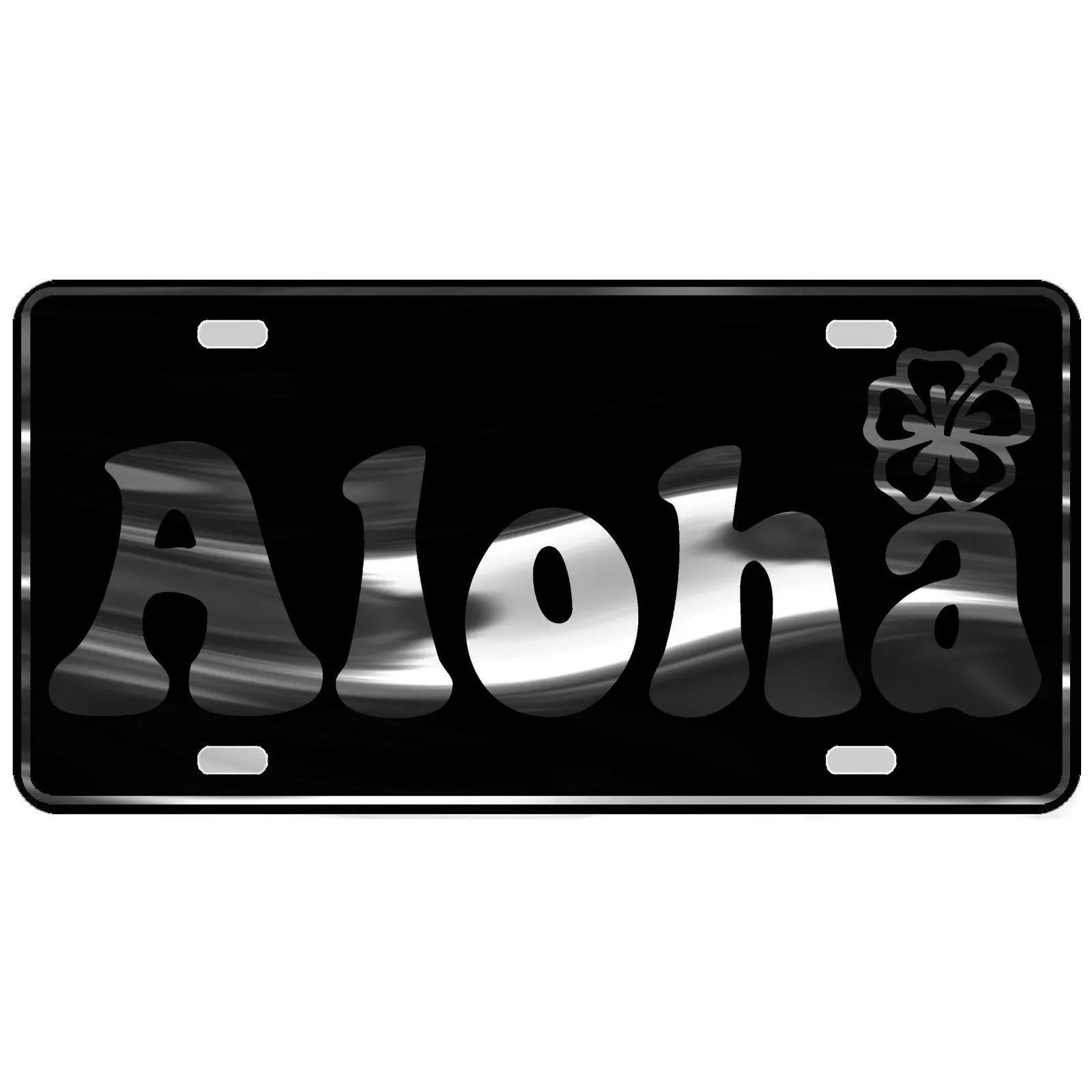 CustoMonsterDesigns Aloha with Hibiscus Flower Heavy Duty Aluminum License Plate S12