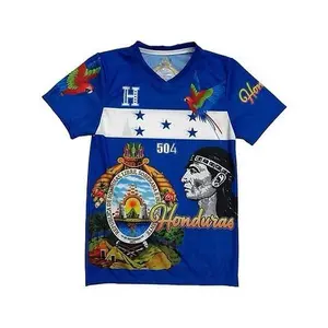 Honduras Soccer Jersey – Blue, Futbol Shirt with National Coat of Arms, Indigenous Warrior & Scarlet Macaw Design | Unisex Honduran Pride Tee