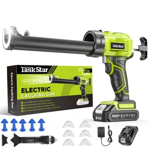 Taskstar Cordless Battery-Powered Caulking Gun with 3-in-1 Caulking Tool, LED Light, Adjustable Speed, and Automatic Silicone Gun Anti-Drip Design. Ideal for home renovation, construction projects, and more