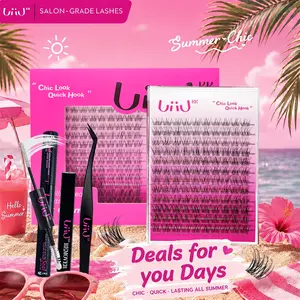 UiiUKK Venus Lash Extension Kit with Glue, Remover, and Tweezer for Beginners - Soft & Fluffy Texture, Gentle Long-Lasting Glue, Comfortable Fit, Easy At-Home Application Summervibe beach essentials Volume Focused Lashes