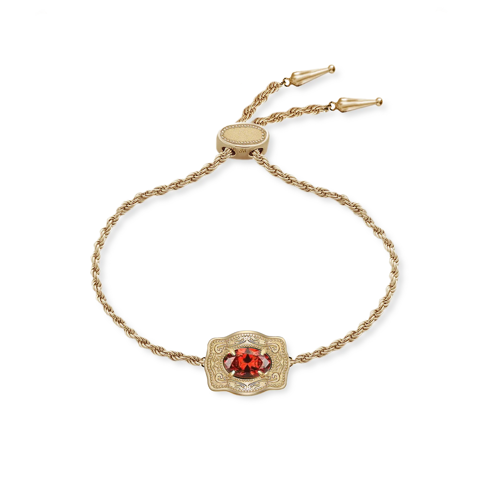 Ultra Mini Belt Buckle Birthstone Bracelet - Gold