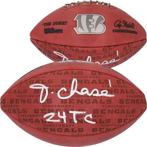 Ja'Marr Chase Cincinnati Bengals Autographed Wilson Duke Showcase Football with "24 TC" Inscription - Fanatics Authentic Certified