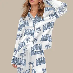 Satin Mama Pajama Set for Women, Button Down Elegant Sleepwear, Soft Comfortable Lounge Outfit, Cozy Mother Day Gift Idea