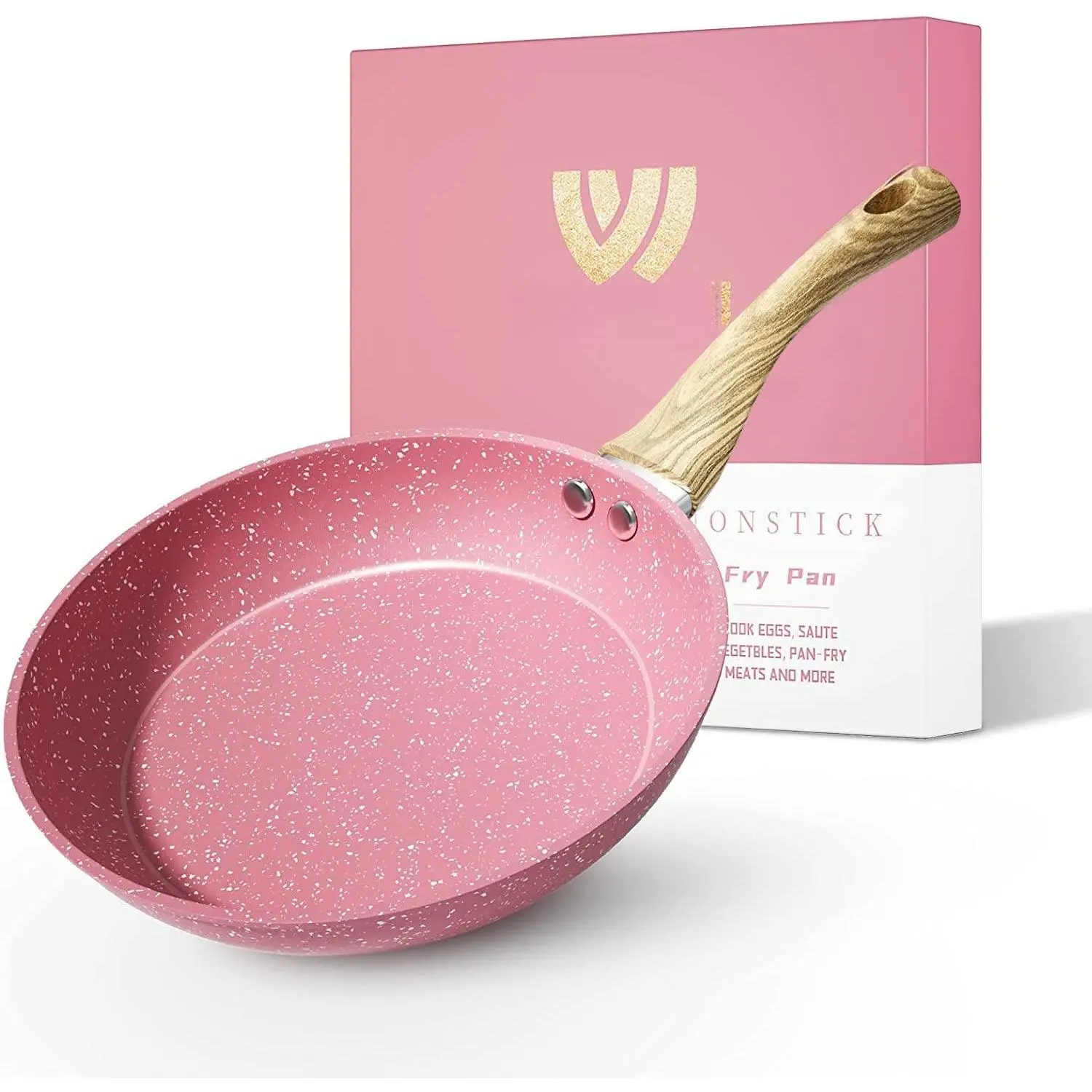 8-inch Pink Nonstick Egg Pan  Pfoa-free Stone Cookware Skillet Induction Compatible