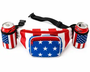 USA Merica Beverage Belt Fanny Pack Holster All American Classic Costume 4th of July, Red Waist Bags Waist Belt Pocket Everyday Beltpack