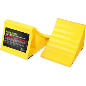 PRME Wheel Chocks with Non-Slip Base for RV & Trailer. 2 Pack Heavy Duty Wheel Chock with Bright Yellow. Lightweight Wheel Stoppers for  Camper  RVs, Fit for  Tyre Sizes