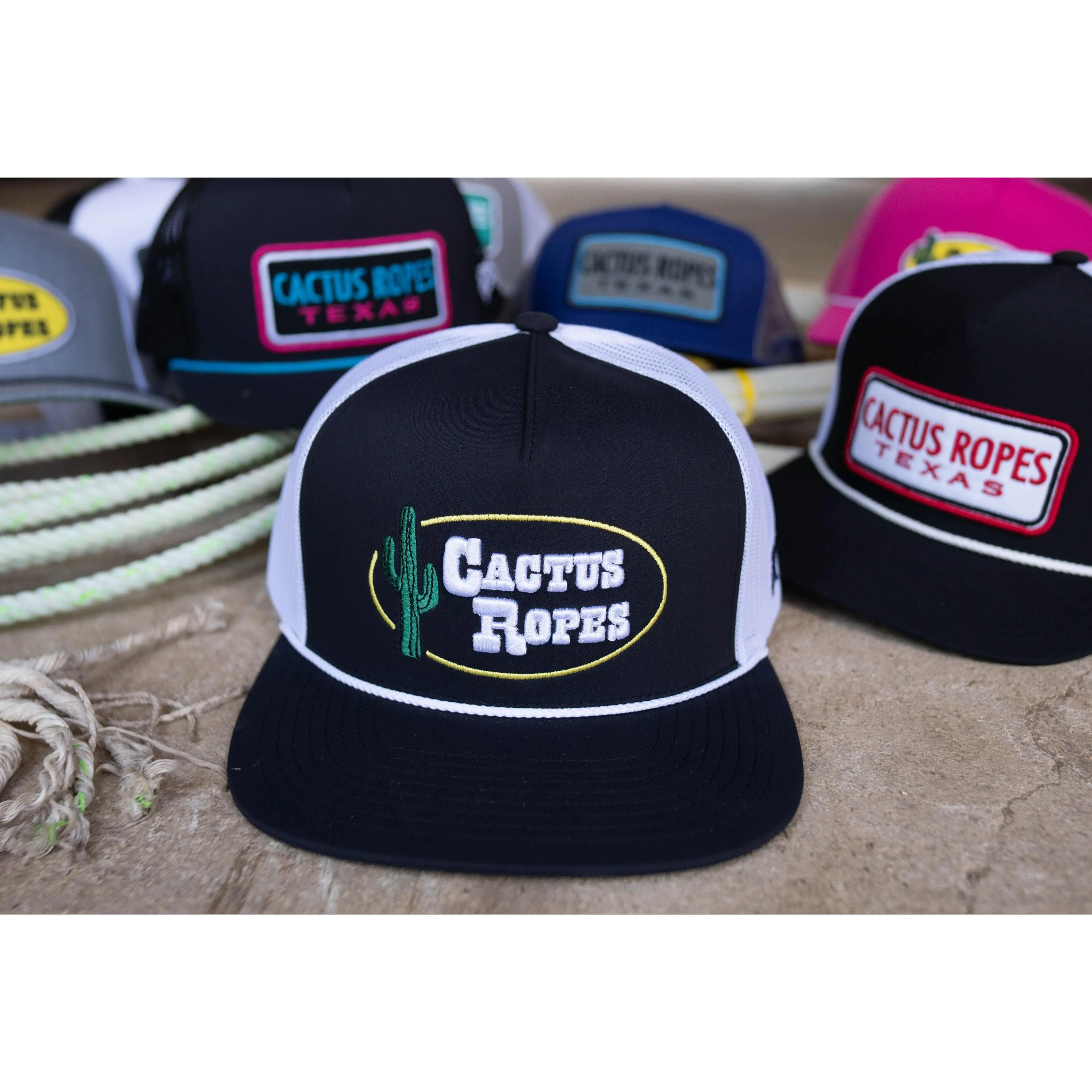 Hooey Cactus Ropes Black & White Trucker Snapback Hat CR106 - TikTok Shop