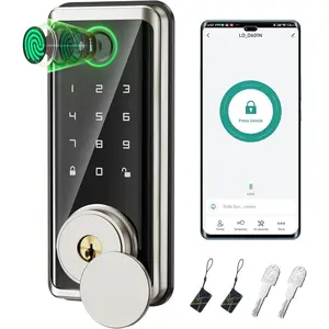 Door Lock, Auto Locks for Front Door & Key Fobs & Remote, Deadbolt, Door Lock with Code, Cerraduras Inteligentes, IP68, Nickel