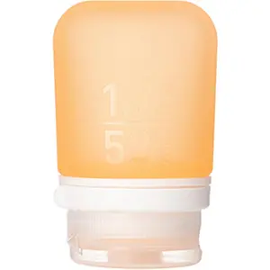 2 212 MAIN Silicone Leakproof Food Safe Organiser Canister, 1.7 fl oz Easy Fill Squeeze Bottle with Flat Base, Small Size Orange Home Storage Jar