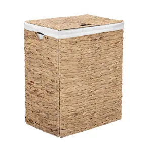 Natural Water Hyacinth Handwoven Lidded Laundry Hamper