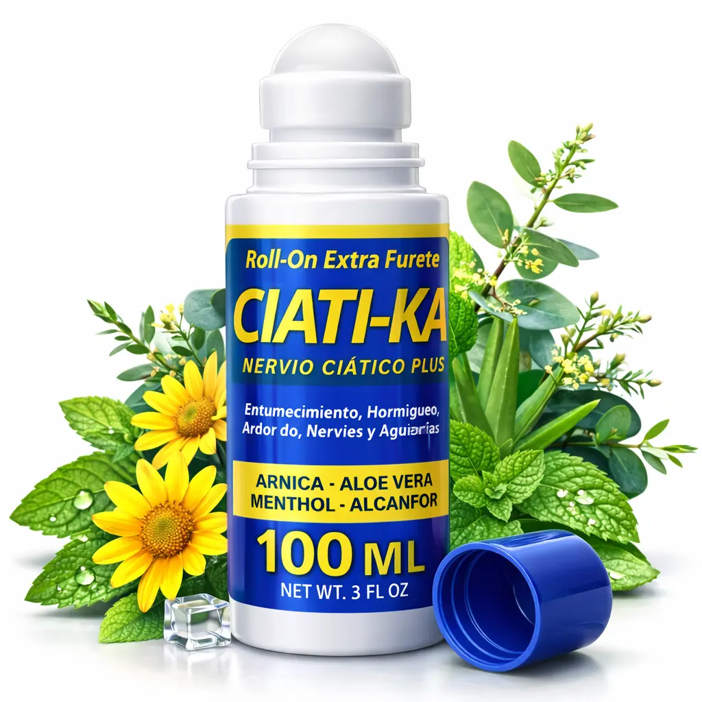 100ML Ciatica ointment Roll on Extra Fuerte Nervio Ciatico Plus Skin Repair Moisturizers Comfort Moisture Cosmetic Blend Herbal Intensive Soothing Hydrating Moisturizing with arnica  Max Pain Relief, Sciatica, Muscle, Joint, Neurotherapy Formula Mejorada