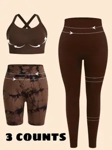 Plus Size 3-Piece Women’s Tracksuit – High Elastic Tight-Fit Activewear Set for Workout, Jogging, and Casual Wear