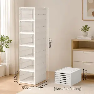 Multi-Functional Transparent Shoe Box Organizer, Foldable Plastic PP Shoe Cabinet, Space-Saving, Dustproof, Moisture-Resistant, Home Storage Solution