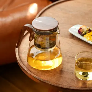 ZENS Magnetic Tea Pot, Enchanted Glass Teapot with Infuser and Magnetic Suction Lid for Mess-Free Loose Tea Diffusers, Walnut Wood Handle, Tea Lovers Gifts-27oz