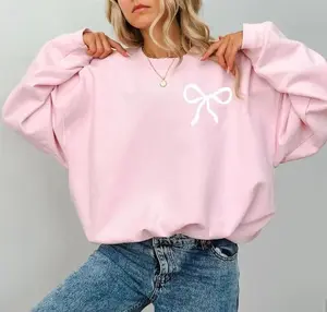Bow Coquette Sweatshirt, Bow Minimalist Crewneck, Ribbon Sweatshirt, Aesthetic Trendy Pink Bow Sweatshirt, Coquette Shirt, Bow Crewneck Gift, Valentine Gift, Pink Love Hoodie,Valentines Day Bow, Trending, Valentines Day