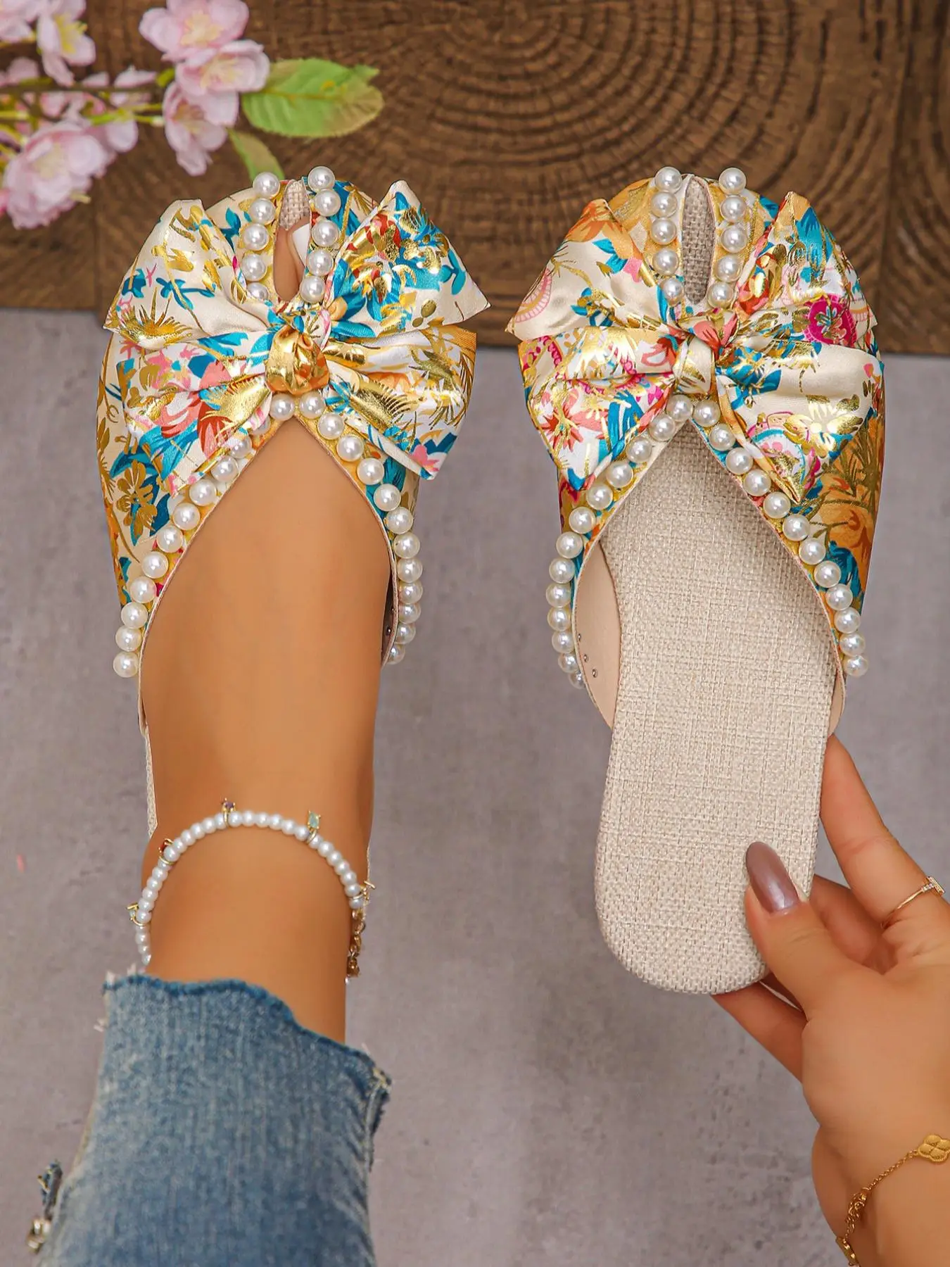 Women's Fashionable Ditsy Floral Pattern Slides, Cute Comfortable Flat Slippers for Daily Wear, Casual Versatile Slippers for Women & Girls, Walking S