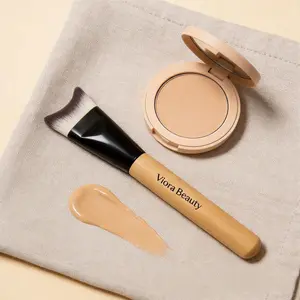 Viora Beauty Curved Foundation Brush, Bamboo Handle Synthetic Brush for Seamless Base & Contour