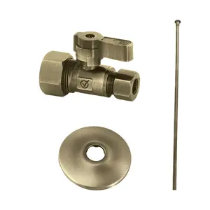 Kingston Brass KF53353TKF20 0.625 x 0.375 in. OD Compression Straight Valve Toilet Supply Kit, Antique Brass