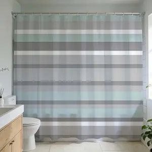 1 Pc Modern Minimalist Grey Stripe Design Shower Curtain, Printed Shower Curtain, for Bathroom Makeover, Home Renovation, Color Accents, Bath Ambiance, Enhance Decor with Patterns for a Contemporary Look